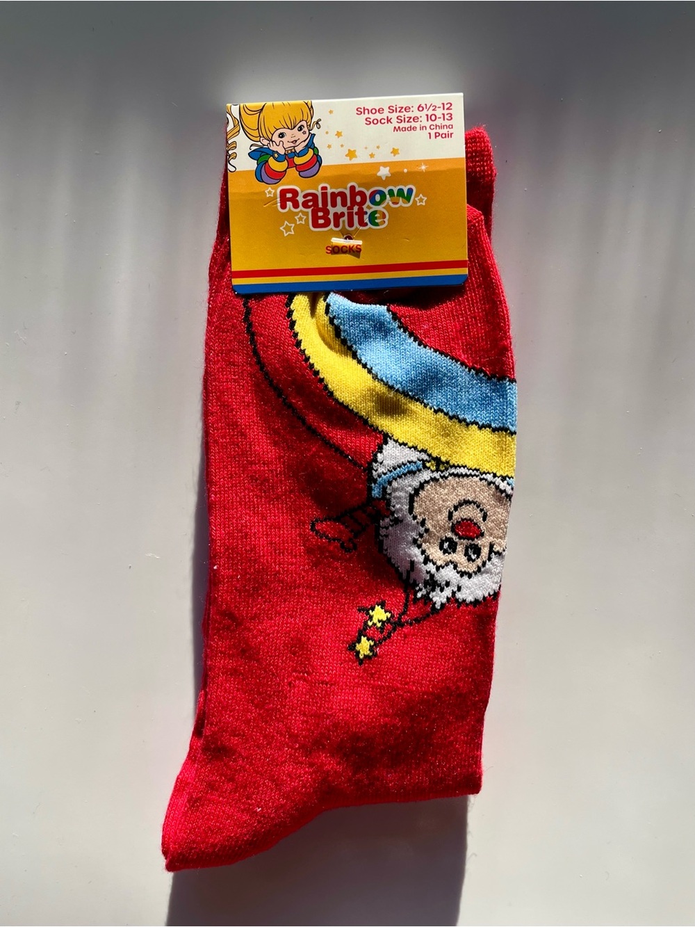 Rainbow Brite Red Crew Socks